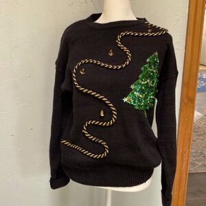 Black Christmas Sweater with Sequins